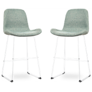 Nino-Fé barkruk zacht groen - wit onderstel - 75 cm - set van 2
