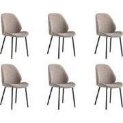 Lewis & Loft Eetkamerstoelen Lola - Polyester - Staal - Grijs - Set va...