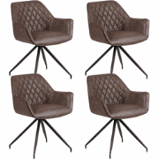 Set van 4 Industriële Eetkamerstoelen Gian Taupe - Met Armleuningen