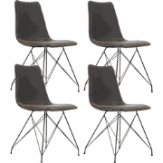 Set van 4 Industriële Eetkamerstoelen Viano Antraciet - Zonder Armleun...