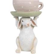 Clayre & Eef Beeld Konijn 24 cm Beige Roze Polyresin Paasdecoratie