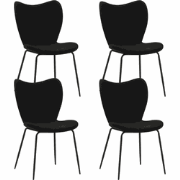 Set van 4 Eetkamerstoelen Sia Zwart Bouclé Stof - Zonder Armleuningen