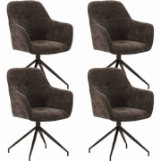 Set van 4 Draaibare Eetkamerstoelen Camiel Bruin Chenille