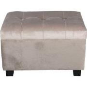 Clayre & Eef Poef  50x34x33 cm Beige Hout Textiel Rechthoek Hocker