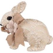 Clayre & Eef Decoratie Beeld Konijn 26x15x23 cm Beige Textiel op Kunst...