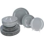 Aardewerk Servies 6 persoons 18-delig - Lichtgrijs matglans