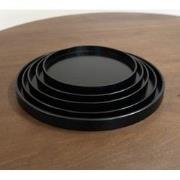 QUVIO Houten dienblad rond - Maat XL - Diameter 33 cm - Zwart