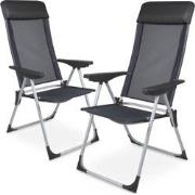 hanSe 2x Lichtgewicht Ventilerende Tuinstoelen 5 standen - Grijs