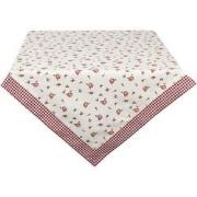 Clayre & Eef Tafelkleed  150x150 cm Rood Wit Katoen Vierkant Rozen Taf...