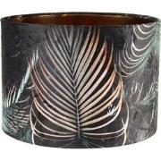 Clayre & Eef Lampenkap Hanglamp  Ø 34x24 cm Zwart Groen Textiel Rond S...