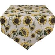 Clayre & Eef Tafelloper  50x160 cm Beige Geel Katoen Zonnebloemen Tafe...
