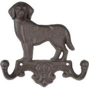 Clayre & Eef Wandkapstok Hond 16x4x16 cm Bruin Metaal