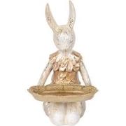 Clayre & Eef Decoratie Beeld Konijn 26 cm Beige Goudkleurig Kunststof