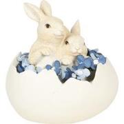 Clayre & Eef Beeld Konijn 14x10x14 cm Wit Polyresin Ovaal Woonaccessoi...