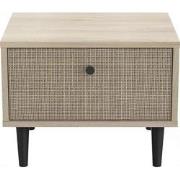 Nachtkastje 1 Lade Eiken Decor - Rotan en Mat Zwart Print L44,6 cm - S...