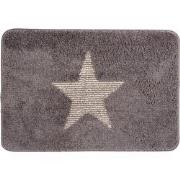 Clayre & Eef Badmat 58x38x1 cm Grijs Polyester Rechthoek Ster