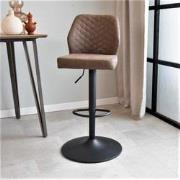 Draaibare Barkruk Taupe Microvezel Stof Industrieel Grizzly - Ruitpatr...