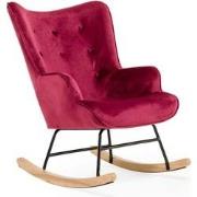 Aemely® Schommelstoel 'Steerne' - Bordeaux Rood Velvet, Blank Hout