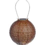 Solar lampion rond sashiko 20 cm koper