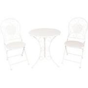 Clayre & Eef Bistroset Bistrotafel Bistrostoel 3-delig  Ø 60x70 Wit Ij...