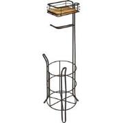 Clayre & Eef WC Rol houder  23x21x70 cm Bruin Ijzer Hout Toiletrolhoud...