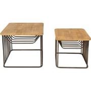 Clayre & Eef Bijzettafel Set van 2  Bruin Ijzer Hout Salontafel
