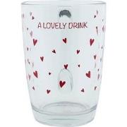 Clayre & Eef Theeglas  300 ml Glas Harten A lovely drink Theemok