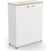 Kleine buffetkast met 2 openslaande deuren, eiken kronberg en wit deco...