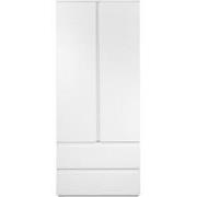 Kast met 2 deuren en 2 laden wit - L80 x H191 x P55 cm