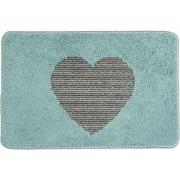 Clayre & Eef Badmat 58x38x1 cm Blauw Polyester Rechthoek Hart