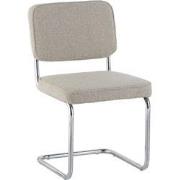 Moderne Eetkamerstoel Zandkleur Bouclé Stof Sway - Chrome Frame - Zond...