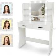 Kaptafel met Spiegel en LED verlichting - 85x40x131cm - Wit - Ingebouw...