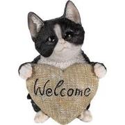 Clayre & Eef Beeld Kat 12x9x15 cm Zwart Polyresin Welcome Woonaccessoi...
