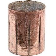 Clayre & Eef Theelichthouder  Ø 9x11 cm Roze Glas Rond Waxinelichthoud...