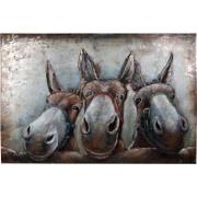 Clayre & Eef 3D Schilderijen metaal 120x80 cm Bruin IJzer Ezel Muurdec...