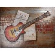 Clayre & Eef 3D Schilderijen metaal 100x75 cm Oranje Metaal Gitaar