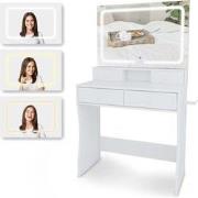 Kaptafel met Spiegel en LED verlichting - 80x40x140cm - Wit - Ingebouw...