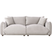 Beliani LUVOS - Driezitsbank-Beige-Fluweel