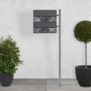 Brievenbus 37x36,5x11 cm antraciet/wit marmerlook staal ML-Design