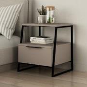 Nachtkastje Pal Mokka Zwart Melamine 45x50x41 cm
