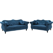Beliani SKIEN - Zitgroep-Blauw-Fluweel
