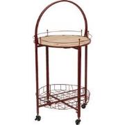 Clayre & Eef Bijzettafel  Ø 49x98 cm Rood Ijzer Hout Rond