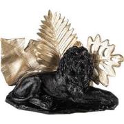 Clayre & Eef Beeld Leeuw 16 cm Zwart Goudkleurig Polyresin Woonaccesso...