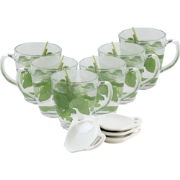 OTIX Theeglazen 6 stuks met 4 Theezakjeshouders - Porcelein - 350 ml -...