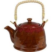 Clayre & Eef Theepot met Filter  750 ml Bruin Rood Keramiek Theekan