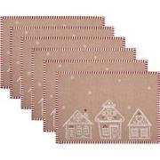 Clayre & Eef Placemats Set van 6 48x33 cm Bruin Katoen Gingerbread hou...