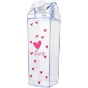 Clayre & Eef Drinkfles 500 ml Transparant Kunststof Hartjes