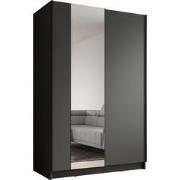 Meubella Kledingkast Salta - Zwart - 120 cm - Met spiegel