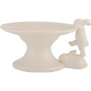 Clayre & Eef Taartplateau op voet  16x14x9 cm Beige Keramiek Rond Haas...