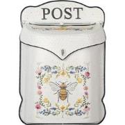 Clayre & Eef Brievenbus  27x8x39 cm Wit Geel Metaal Rechthoek Bij Post...